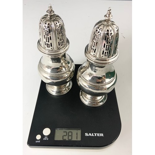 179 - TWO GOOD QUALITY SILVER SIFTERS, APPROX. 281g gross