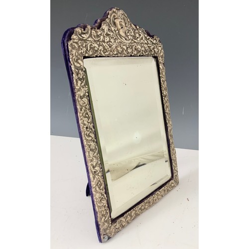 333 - ORNATE SILVER FRAMED EASEL BACK  MIRROR  29.5cm TALL & A SIMILAR PICTURE / PHOTO FRAME 21.5cm TALL