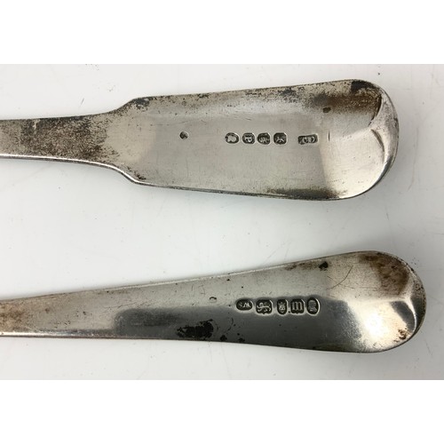 255 - GEORGIAN SILVER LADLE AND LARGE SERVING SPOON 339g