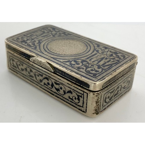 242 - RUSSIAN SILVER NIELLO SNUFF BOX MARKED AHO POSSIBLY Alexander Ogorodnikov