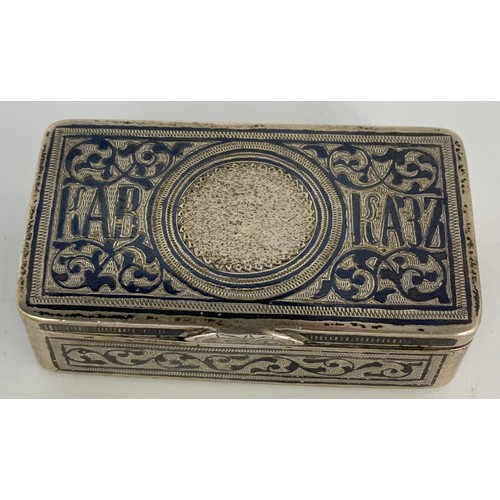 242 - RUSSIAN SILVER NIELLO SNUFF BOX MARKED AHO POSSIBLY Alexander Ogorodnikov