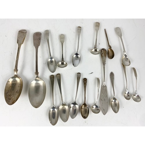 256 - QUANTITY OF HALLMARKED SILVER CUTLERY INC 2 TABLE SPOONS , MUSTARD / CONDIMENT SPOONS ETC 356g