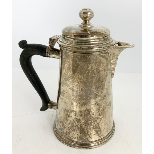 343 - HALLMARKED GEORGIAN SILVER HOT WATER JUG WITH COVER  POSSIBLY LONDON 1727 MARKS RUBBED 371g GROSS