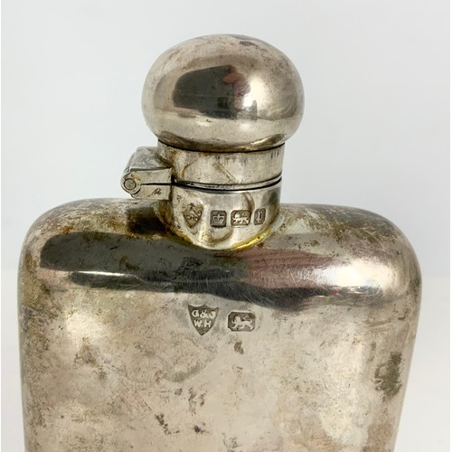 315 - HALLMARKED G & J W HAWKSLEY SHEFFIELD 1907 SILVER HIP FLASK 98g