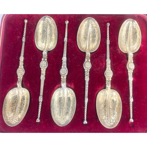 208 - TWO CASED SILVER COMMEMORATIVE SETS OF SIX TEASPOONS MODELLED AS ANOINTING SPOONS