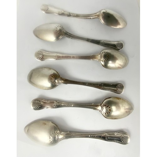 270 - 6 GEORGIAN SILVER SHELL PATTERN TEA SPOONS  210g MARKS RUBBED