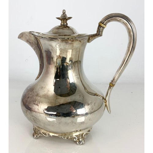 344 - HALLMARKED ATKIN BROTHERS SHEFFIELD 1939 SILVER ORNATE HOT WATER JUG 678g GROSS