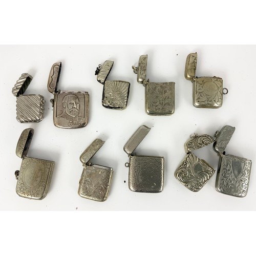 194 - 10 SILVER PLATED / WHITE METAL VESTA CASES