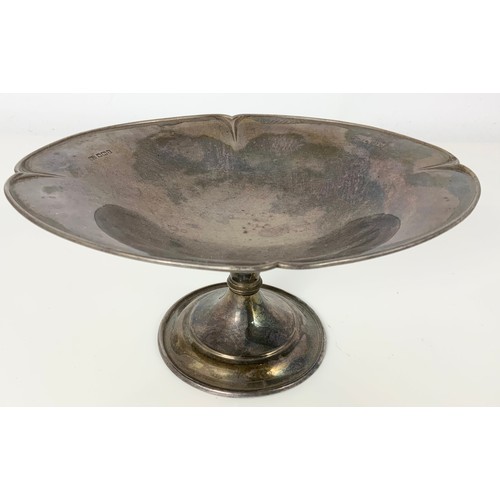 226 - SILVER PEDESTAL DISH WITH OVAL TOP, APPROX. 370g