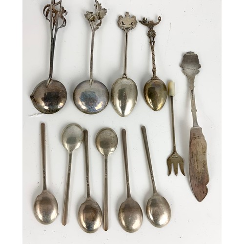 269 - MIXED SILVER CUTLERY INC  6 SILVER TEA SPOONS , SOUVENIR SPOONS ETC 118g