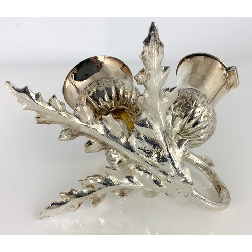 169 - GOOD QUALITY SILVER PLATED CRUET IN THE FORM OF A THISTLE