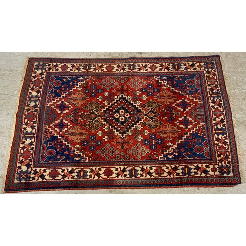 696 - RED, BLUE & WHITE RUG 195cm x 132cm