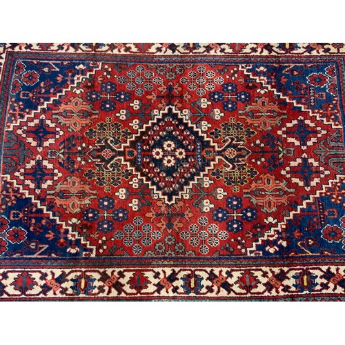 696 - RED, BLUE & WHITE RUG 195cm x 132cm