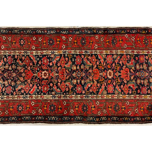 687 - RED & BLUE GROUND RUNNER RUG 287cm x 101cm