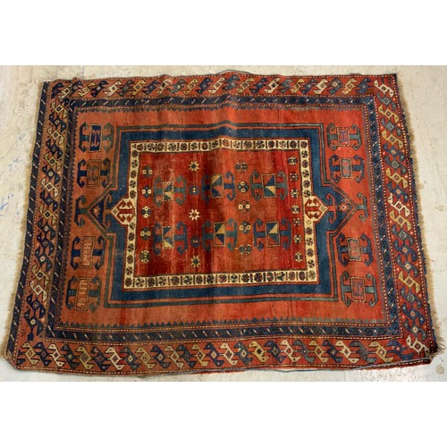 701 - 2 RED & BLUE GROUND RUGS LARGEST 173cm x 136cm