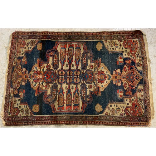 701 - 2 RED & BLUE GROUND RUGS LARGEST 173cm x 136cm