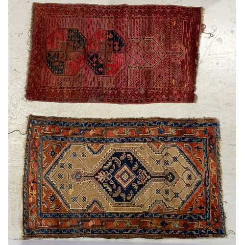 700 - 2 RED & BLUE GROUND RUGS  LARGEST 180cm x 110cm