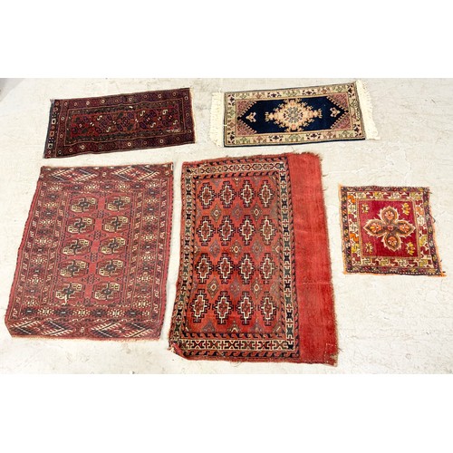 698 - 5 SMALL RUGS / PRAYER MATS LARGEST 108cm x 75cm