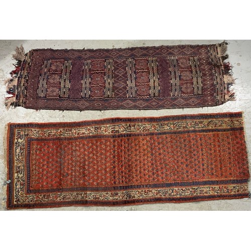 691 - 2 RED GROUND RUNNERS LARGEST 240cm x 85cm