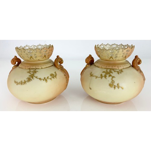 135 - PAIR OF WORCESTER LOCKE & COMPANY BLUSH SQUAT VASES