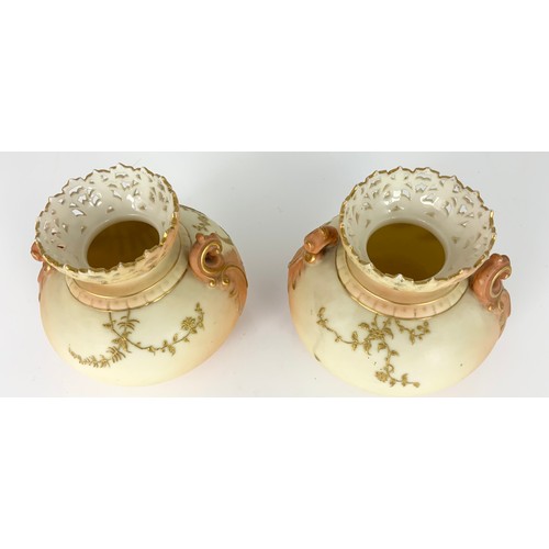 135 - PAIR OF WORCESTER LOCKE & COMPANY BLUSH SQUAT VASES