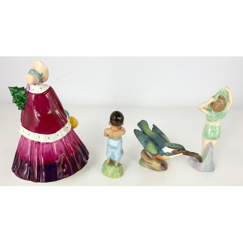 99 - ROYAL WORCESTER NOEL 2905 FIGURINE, BURMA 3068, KINGFISHER MODEL & ROYAL DOULTON TO BED HN1805 FIGUR... 