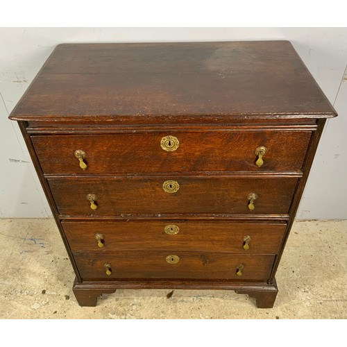 542 - OAK CHEST OF 4 LONG DRAWERS WIDTH 76cm