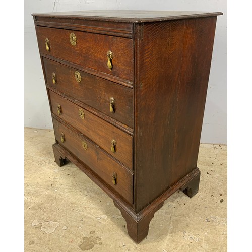 542 - OAK CHEST OF 4 LONG DRAWERS WIDTH 76cm