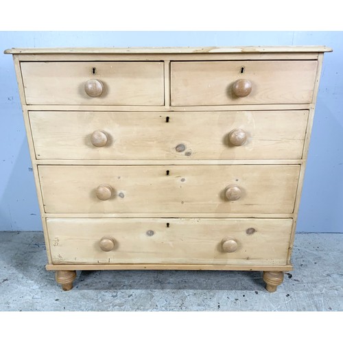 556 - PINE CHEST OF DRAWERS 2 OVER 3 WIDTH 103cm