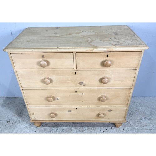 556 - PINE CHEST OF DRAWERS 2 OVER 3 WIDTH 103cm