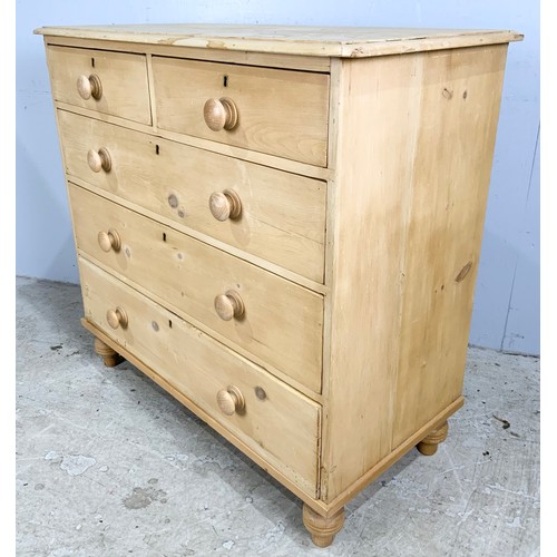 556 - PINE CHEST OF DRAWERS 2 OVER 3 WIDTH 103cm