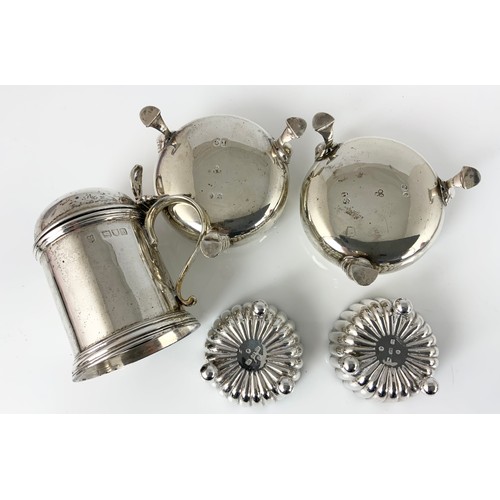 166 - HALLMARKED SILVER 2 PAIRS OF OPEN SALTS & A MUSTARD POT 292g