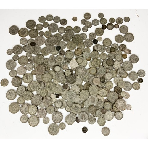 399 - TIN OF MIXED HALF CROWNS, FLORINS , TWO SHILLINGS, ONE SHILLINGS , SIXPENCE’S, THREEPENCE’S ETC APPR... 