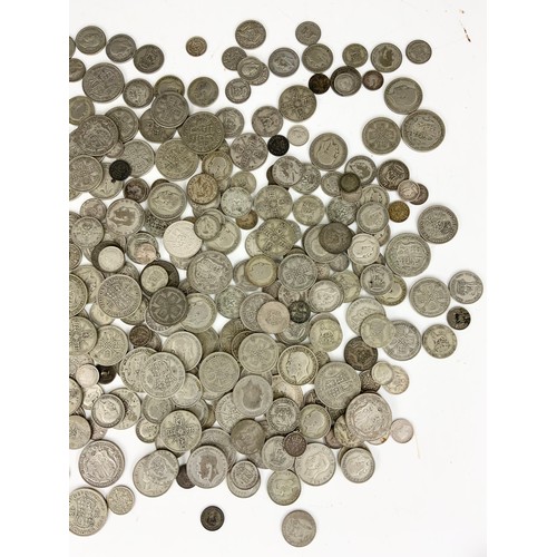 399 - TIN OF MIXED HALF CROWNS, FLORINS , TWO SHILLINGS, ONE SHILLINGS , SIXPENCE’S, THREEPENCE’S ETC APPR... 