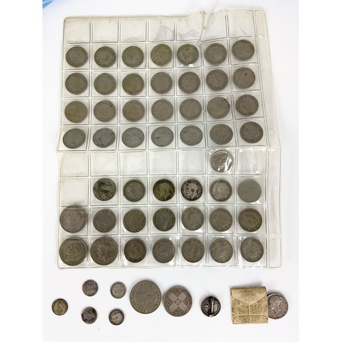 393 - COINS & BANKNOTES INC SHILLINGS, A  QUEEN VICTORIA OLD & YOUNG HEAD MEDAL, QUANTITY OF FOREIGN COINS