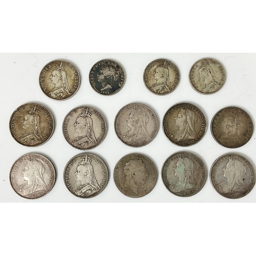 397 - QTY. VICTORIAN SILVER CROWNS AND HALF CROWNS