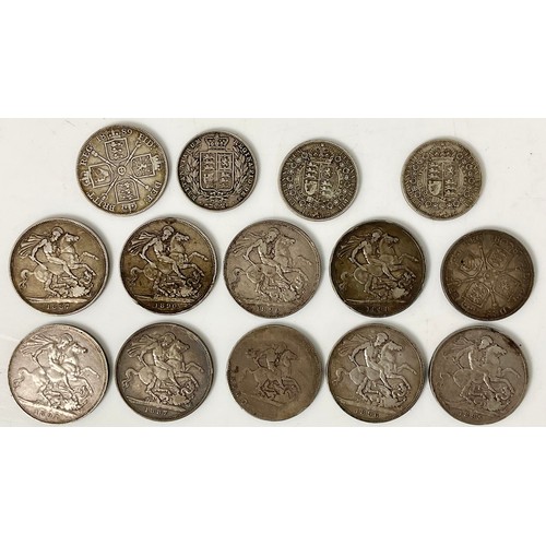 397 - QTY. VICTORIAN SILVER CROWNS AND HALF CROWNS