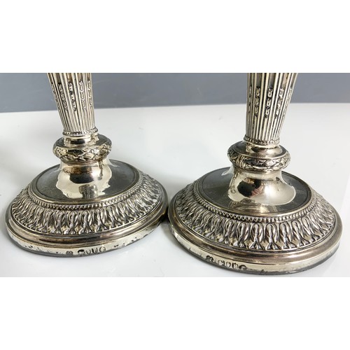 297 - HALLMARKED  JOHN ALDWINKLE & THOMAS SLATER LONDON 1886 SILVER ORNATE CANDLESTICKS  15cm TALL 480g GR... 