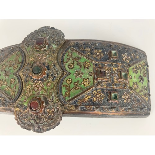 139 - UNUSUAL CLASP / BUCKLE POSSIBLY ORIENTAL WITH CLOISONNÉ DECORATION  WIDTH 17cm