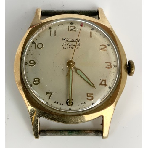 479 - GENTS VINTAGE GOLD ROTARY WRISTWATCH WITH THE INSCRIPTION TO CASE