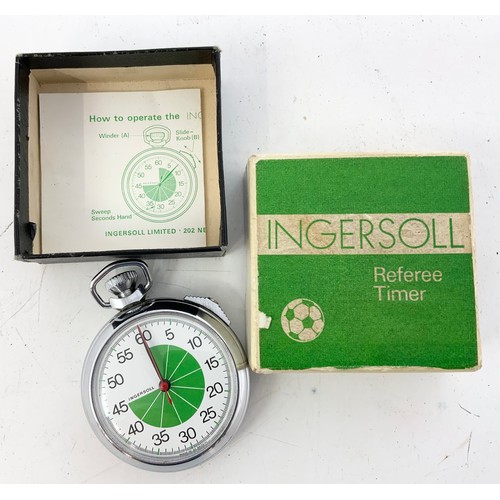 421 - BOXED INGERSOLL REFEREE TIMER WITH 3 POCKET WATCHES INC A HALLMARKED SILVER EXAMPLE AF