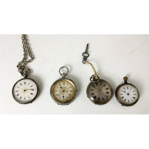 422 - FOUR POCKET WATCHES INC 3 SILVER EXAMPLES