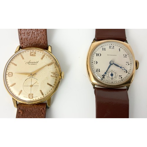 477 - GENTS VINTAGE  9ct GOLD CASED WATCH MARKED HENDERSONS TOGETHER WITH A VINTAGE ACCURIST GENTS WRISTWA... 