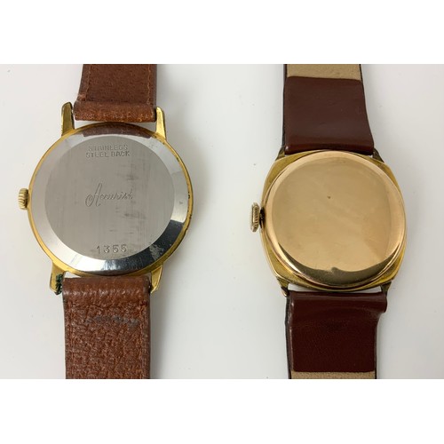 477 - GENTS VINTAGE  9ct GOLD CASED WATCH MARKED HENDERSONS TOGETHER WITH A VINTAGE ACCURIST GENTS WRISTWA... 