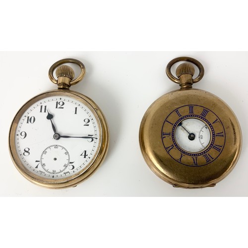 425 - TWO GOLD PLATED POCKET WATCHES, A HALF HUNTER AND AN OPEN FACE BOTH BY THE ILLINOIS WATCH COMPANY