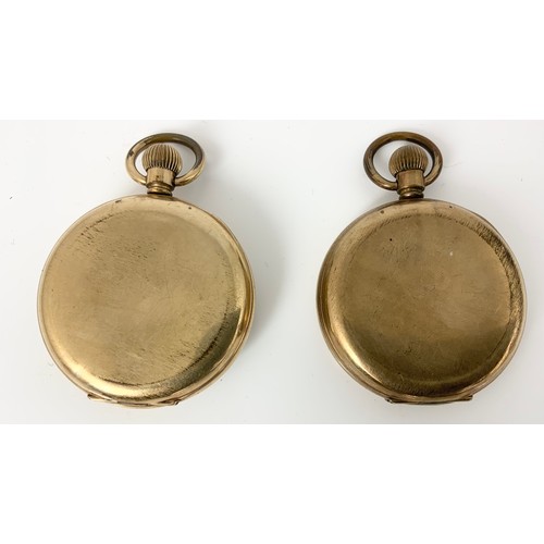 425 - TWO GOLD PLATED POCKET WATCHES, A HALF HUNTER AND AN OPEN FACE BOTH BY THE ILLINOIS WATCH COMPANY