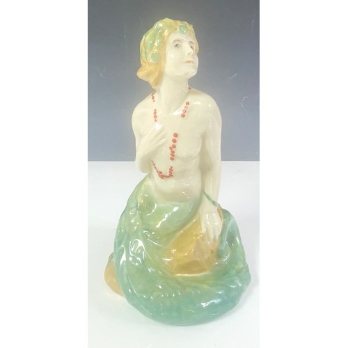 53 - RARE ROYAL DOULTON MERMAID FIGURE HN97 DESIGNED BY HARRY TITTENSOR, CIRCA 1917-36, WITH LETTER OF AU... 