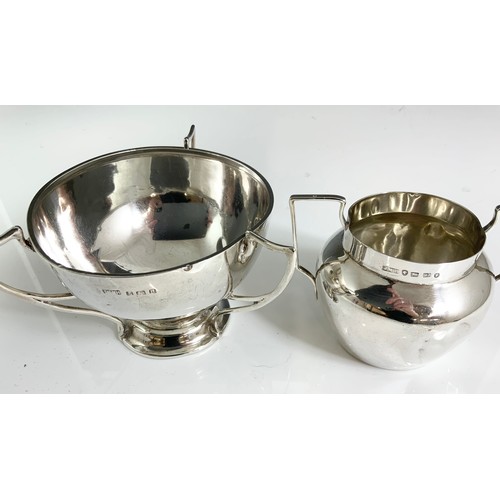 230 - HALLMARKED SILVER 3 HANDLED BOWL  WITH A  SILVER BOWL WITH 2 HANDLES 199g