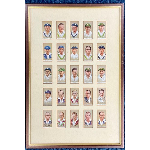 467 - 2 SETS OF TEST CRICKETER 1934 'PLAYERS' CIGARETTE CARDS IN FRAMES