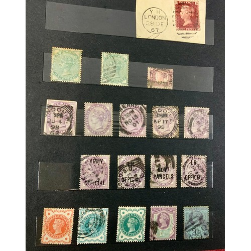 518 - SMALL ACE STAMP STOCK BOOK, WITH SELECTION OF PENNY REDS, LATER PURPLES SOME WITH OVERPRINTS GOVT PA... 